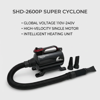 Sèche-cheveux pour animaux Shernbao SHD-2600P à moteur unique avec débit d'air et chauffage variables pour le toilettage des chiens