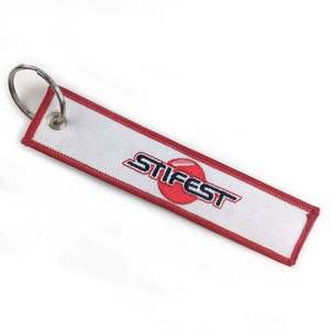 Customize <b>Personal</b> Logo Woven Embroidered Key Chain Fabric Key Tag Design Woven Embroidery <b>Keychains</b> - Product Image 5