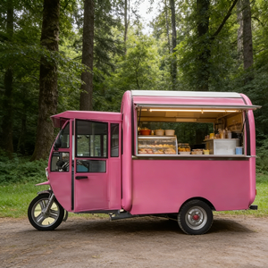 Chariot alimentaire en aluminium personnalisable à 3 roues, chariot à café, chariot à bretzels, petites remorques de restauration avec suivi GPS, résistant à la rouille - Product Image 2