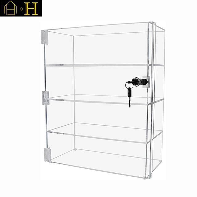 Full Vision Items Display Showcase Lockable Aluminum Frame Glass Display Cabinet