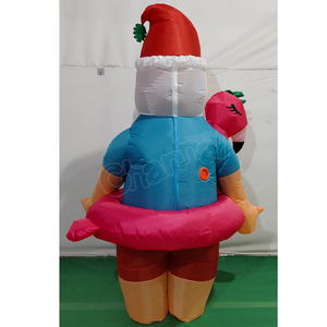 Costume gonflable de <span class=keywords><strong>Père</strong></span> Noël tropical d'été avec bouée de natation flamant rose, tenue de mascotte de Noël pour fête à la plage, piscine ou cosplay - Product Image 4