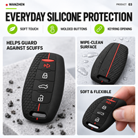 Coque de clé en silicone alvéolé pour télécommandes intelligentes Toyota Corolla Camry RAV4 à 4 boutons, protection anti-rayures à rayures rouges, vente en gros