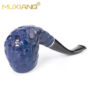 MUXIANG Briarwood Smoking Pipe Crocodile Pattern Bent Type 9mm Filter Gift Box - Product Image 5