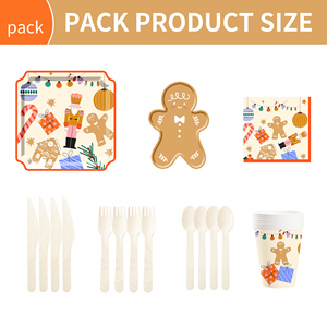 DAMAI Customized Christmas Party Tableware Set with Gingerbread Man Patters Disposable Paper Plates Cups Napkins - Product Image 6