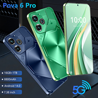 Pova6pro Version Globale Téléphone Professionnel Léger Android 14 Double SIM Smartphone 3G/4G 108MP Charge Sans Fil
