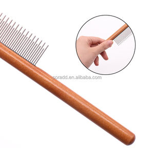 أدوات مصنعة احترافية مقبض خشبي من الفولاذ المقاوم للصدأ أسنان للحيوانات الأليفة القطط الكلاب تشذيب الشعر طقم أدوات لإزالة التشابك والعقد - Product Image 4