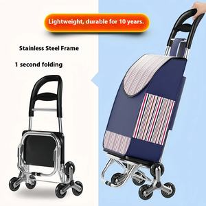 Lichtgewicht Opvouwbare Groente Winkelwagen Draagbare Huishoudelijke Trolley Voor Ouderen Klimmen Gebouw Handig - Product Image 1