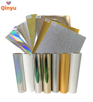 Qinyu A3/A4 Film de transfert DTF 3D en TPU à effet relief, patchs de transfert dorés, logo UV imperméable pour marque, étiquettes thermocollantes couleur chrome brillant