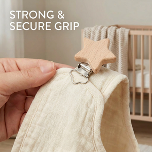 Clip para chupete de madera de haya natural con diseño de animal grabado, soporte de madera para chupete de dibujos animados, clip para chupete para cadena de dentición DIY para bebés - Product Image 2