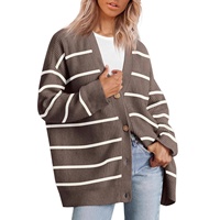 Cardigan en tricot pour femme, col en V, couleur unie, avec doublure en laine, décontracté et polyvalent, boutons, collection printemps