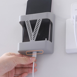 Soporte de pared para cargar el teléfono, plástico gris, adhesivo, sin perforaciones, para mesita de noche - Product Image 3