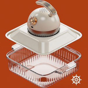 Friteuse à air électrique à grande capacité à 360 <span class=keywords><strong>degrés</strong></span> avec vue en verre, cuisson sans huile moderne pour la maison et l'hôtel, modèle carré français - Product Image 3