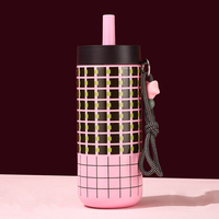 Bouteille d'eau isotherme en acier inoxydable de 550 ml, thermos, pour le sport, les voyages, la voiture, avec corde