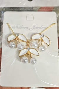 Conjuntos de joyería nupcial fina, pendientes de collar chapados en oro, pendientes de tuerca de goteo de aceite de perla de cereza roja negra para mujer - Product Image 1