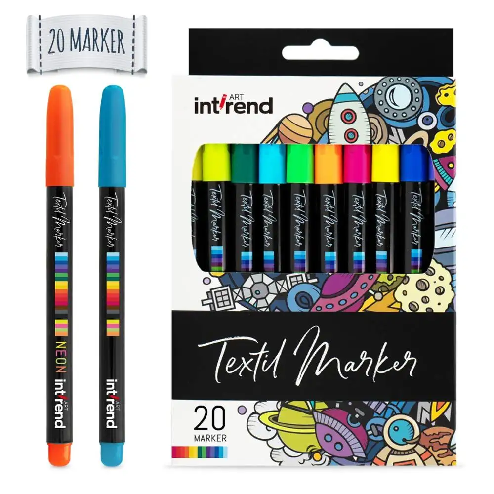 20 rotuladores de tela Set de bolígrafos-no tóxico, indeleble y permanente punta fina textil rotulador para camiseta