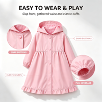 Imperméable Princesse pour Filles, Écologique en PU, Imperméable à Capuche, Mignon, pour Activités de Plein Air et Escalade, Vêtement de Pluie Tendance