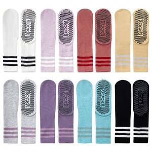 Custom Design Anti Slip Pilates Crew Socks Women Custom Logo Organic Embroidery Pilates Socks Gym Yoga Pilates Grip Socks - Product Image 1