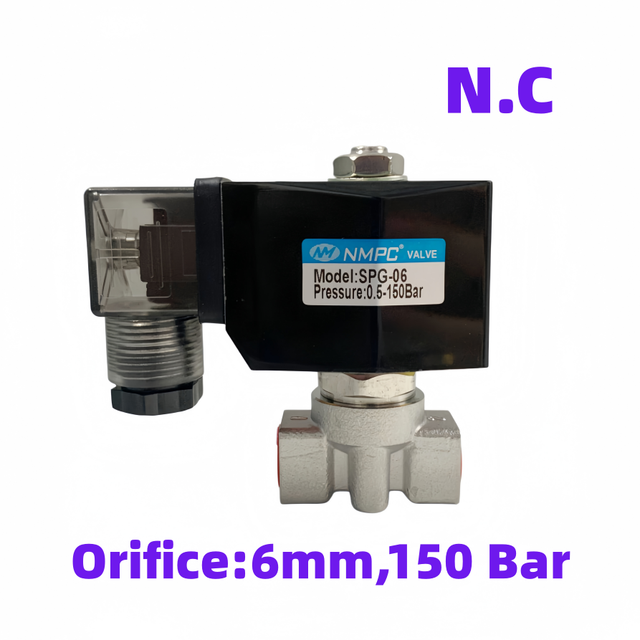 SPG-06 150Bar 2 Way Solenoid Valve Stainless Steel 304 G1/4 IP65 Solenoid Valve for Water Air Gas Oil Industrial Fluid Control