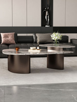 Table basse en marbre naturel de style italien, pierre de luxe, salon, usage domestique, design irrégulier, minimaliste, acier inoxydable léger