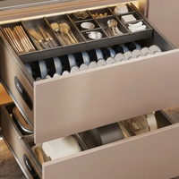 UZIA F75.5 Organisateur de placard de cuisine, panier coulissant double couche en acier inoxydable, égouttoir à vaisselle, tiroir pour bols et casseroles avec rail de glissière amorti