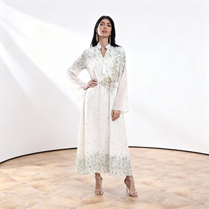 Abaya Elegante de Poliéster con Pedrería de Lujo para Mujeres Musulmanas, Vestido Personalizado al por Mayor para Fiestas - Product Image 3