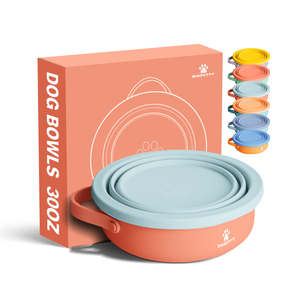 Double bol 2 en 1 <span class=keywords><strong>Support</strong></span> d'alimentation pour chien Conception portable personnalisée pour nourriture et eau Bol anti-déversement pour animaux de compagnie pour le voyage et l'extérieur - Product Image 3