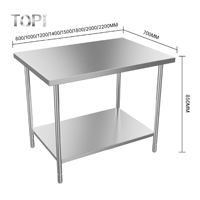 Cuisine commerciale Table de travail en acier inoxydable Tube Design 2 niveaux Durable Résistant à la corrosion Garantie 5 ans Boulangerie Restauration