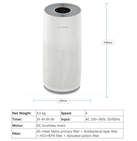 Purificateur d'air en colonne en gros, filtre HEPA H13, filtration en 4 étapes, 350m³/h CADR, 35W, économie d'énergie, verrouillage enfant
