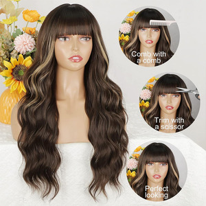 วิกผมยาวหยิกแบบดั้งเดิมของแบรนด์ในประเทศ 70 ซม. 220 กรัม พร้อมผมม้าปัดข้าง ทำจากเส้นใยทนความร้อนสูง แนวผมธรรมชาติ ปิดคลุมทั้งศีรษะ - Product Image 2