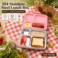 Boîte à bento en acier inoxydable à 4 compartiments, étanche, 1240 ml, pouvant aller au vapeur, sans BPA, pour enfants et adultes