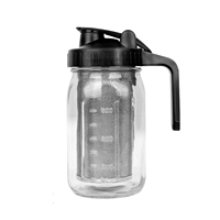 Pichet en verre Mason à large ouverture de 32 oz avec couvercle à clapet, pot à lait en verre anti-fuite pour café froid, jus, lait