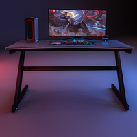 Precio al por mayor de alta calidad Cool RGB Light Gaming Desk Z Shaped Large Black Computer Desk Home Office Gaming Table para PC