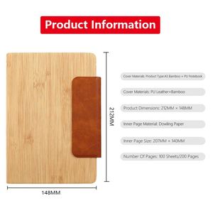 Premium Bamboo Wood A5 Business Notebook Custom Engraved Office Notepad Luxe Fabric Cover Magnetic - Product Image 4