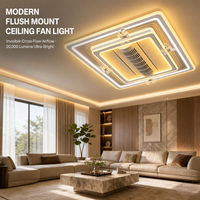 Ventilateur de plafond LED moderne encastré, sans pales, avec moteur DC 6 vitesses, télécommande et variateur d'intensité, idéal pour chambre et salon
