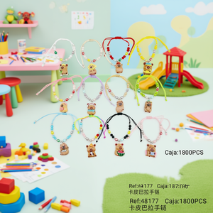 Braccialetto Kapibala con Perline Regolabili e Ciondolo Orso Cartoonesco, Gioielli alla Moda per Bambini, 1800 Pezzi per Scatola - Product Image 3