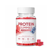Gomitas de Proteína con Sabor a Bayas Mixtas, 20 g de Proteína, 100 Calorías, 5 g de Azúcar, Fibra Prebiótica, 60 Unidades
