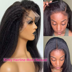 Nouveau crépus droit <span class=keywords><strong>avec</strong></span> des <span class=keywords><strong>cheveux</strong></span> de bébé bouclés afro 13X4 HDtranspar dentelle avant perruques de <span class=keywords><strong>cheveux</strong></span> humains délié naturel frisé bords <span class=keywords><strong>cheveux</strong></span> bouclés - Product Image 3
