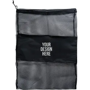 Bolsa de malla de nailon con logotipo personalizado al por mayor, bolsa de malla de embalaje de poliéster con cordón, promoción, regalo barato, bolsas de malla para lavandería - Product Image 2