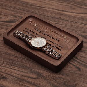 Plateau à bijoux en bois de noyer gravé, cadeau d'anniversaire pour les couples, organisateur de rangement pour mariage et Saint-Valentin - Product Image 3