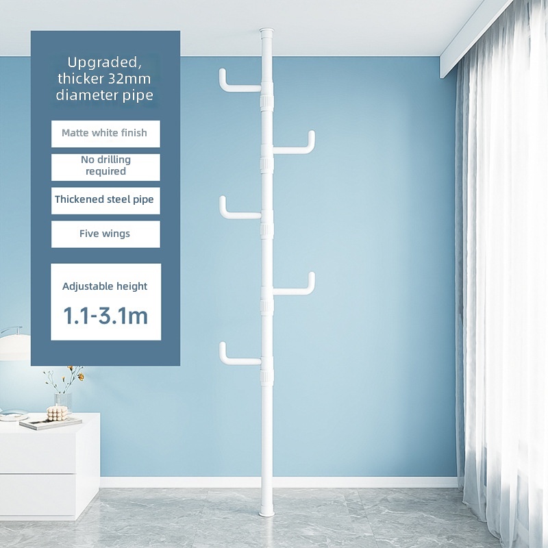 bold 32 diameter-frosted white single rod-5 clothes hook