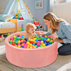 Vente en gros de nouveau parc à balles rond rose pour enfants, <span class=keywords><strong>piscine</strong></span> de jeu intérieure et extérieure en velours doux pour enfants, fosse à balles en mousse à mémoire de forme pour bébés - Product Image 5