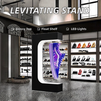 Expositor de Zapatos Flotantes de Levitación Magnética Acrílico Pre-Ensamblado Personalizado con Luces LED para Decoración de Tiendas y Hogar