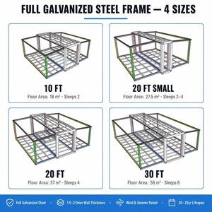 Maison conteneur pliable extensible à double aile, préfabriquée, avec structure extérieure en acier galvanisé, 20 pieds, 37 m², équipée en usine pour complexe hôtelier - Product Image 4
