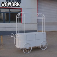 WOWORK Gerobak Bunga Logam Vintage Tahan Air untuk Dekorasi Pesta dan Ulang Tahun