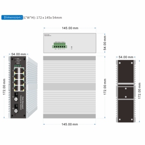 8-port RJ45 IndustrialNetwork <strong>Switch</strong> with 2 SC <strong>Single</strong> <strong>Mode</strong> <strong>Single</strong> Fiber Slots 1310nm/1550nm, Rail Type, 6KV-40 ℃ -85 - Product Image 6