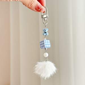 <span class=keywords><strong>Porte</strong></span>-clés Ours <span class=keywords><strong>Bleu</strong></span> Style Sel Marin avec Nœud et <span class=keywords><strong>Pompon</strong></span> Blanc pour Filles Mignonnes – Accessoire de Mode Quotidien - Product Image 4