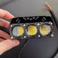Phare avant LED de moto avec 4 perles capuchon lentille de projecteur blanc jaune double couleur modifié de loin externe