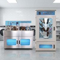 Machine à laver les chaussures, nettoyeur et sécheur de baskets commercial, équipement de nettoyage de chaussures en acier inoxydable pour les blanchisseries et les magasins de détail