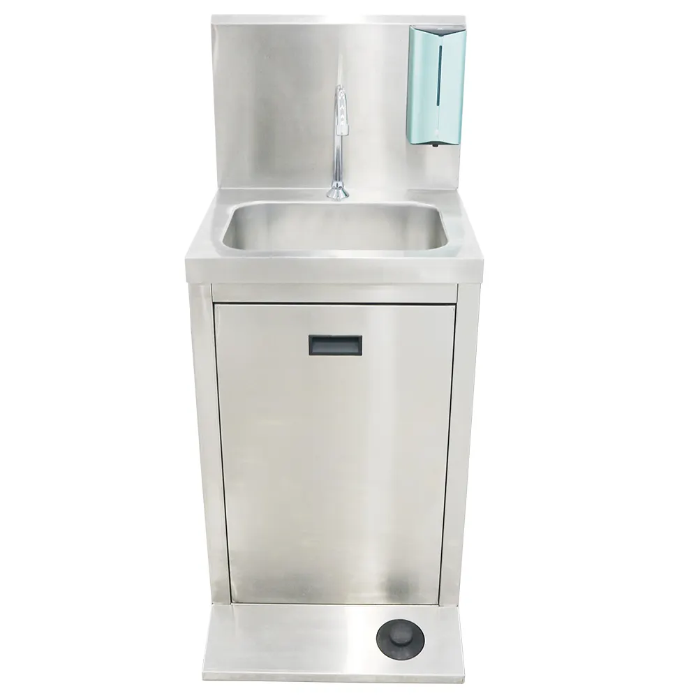 New Arrival Floor Model Hand Sink With Foot Operated Controllers Pedals And Soap Dispenser Hands Free Kitchen Restaurant Bar