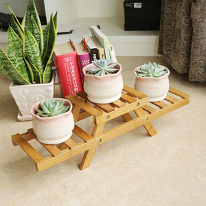 Supporto per piante da tavolo in bambù naturale a 2 strati multiuso con vaso di fiori decorativo per casa ufficio giardino soggiorno - Product Image 6